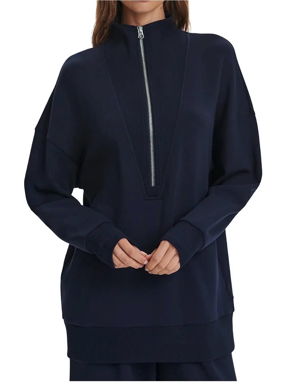 Varley Masie Longline Sweat Women S Half Zip Pullover Sweatshirt DoubleSoft Navy